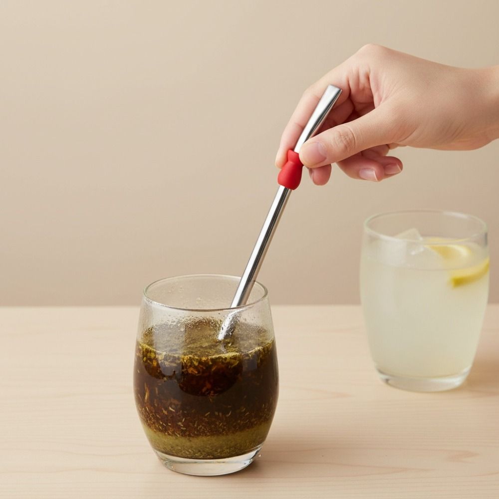 2 Piece Reusable Yerba Mate Drinking Straw 304 Stainless Steel Filter Straw Straw Spoon Cafe