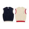 New Autumn and Winter Knitted Striped V-neck Pullover Vest with Heart-shaped Text Logo Knitted Sheep Sweater Base Vest