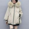 Парки с большим меховым воротником, пальто для женщин, зимнее пальто с карманом на молнии, зимнее женское холодное пальто 2023, утепленная пуховая хлопковая куртка женская