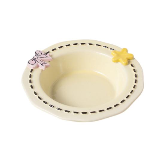 Nostalgie Ceramic Feeding Bowl for Dogs & Cats, Whisker Friendly Kitten Food Water Dish, Wide Shallow Pet Feeder Plate Dry Wet