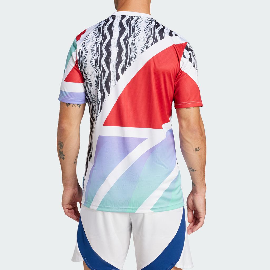 adidas Предматчевая майка Arsenal 24/25 Better Scarlet/White/Black/Clear Aqua Мужская уличная одежда JE7562