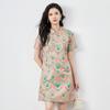 Retro Style Slim Fit Yarn-dyed Jacquard Cheongsam Dress for Women