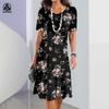 Fashion Women‘S Dresses Short Sleeves Crushed Flower Elegant Dress Casual Oversize Clothing Holiday Short Sleeve Ladies Clothing