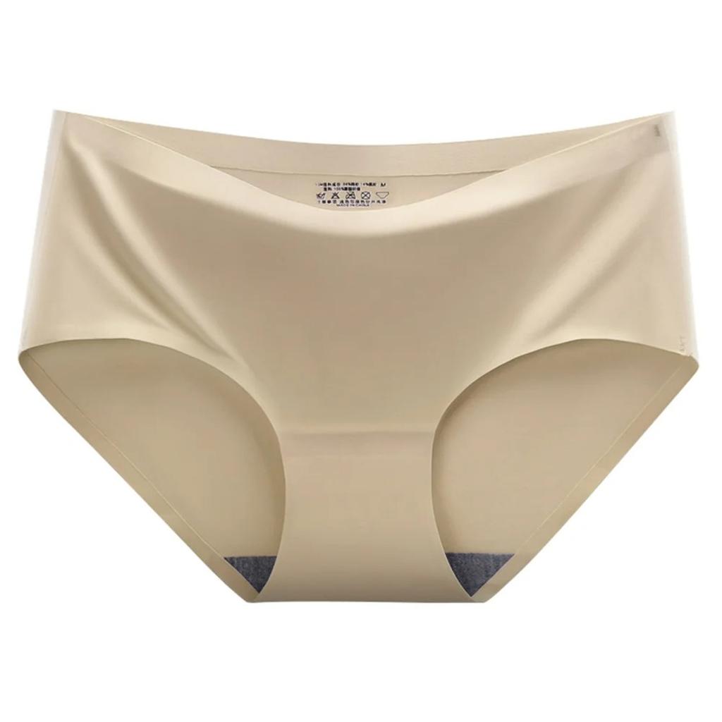 3 Pack Women's Seamless Panties Ice Silk Soft Underwear Beige
