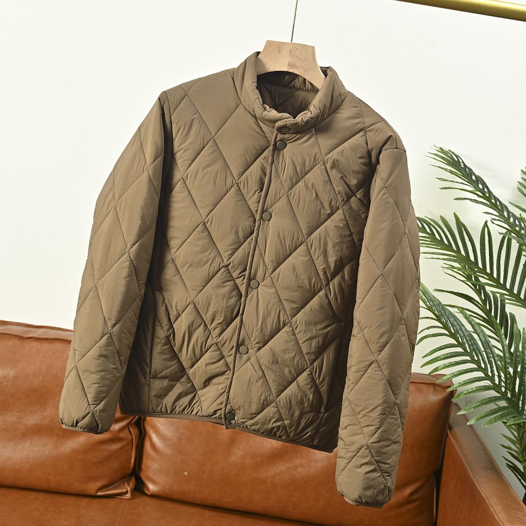 Warm Lightweight Waterproof Women's Quilted Jacket Stand Up Collar Diamond Cotton Coat Casual Loose Large Size Outerwear