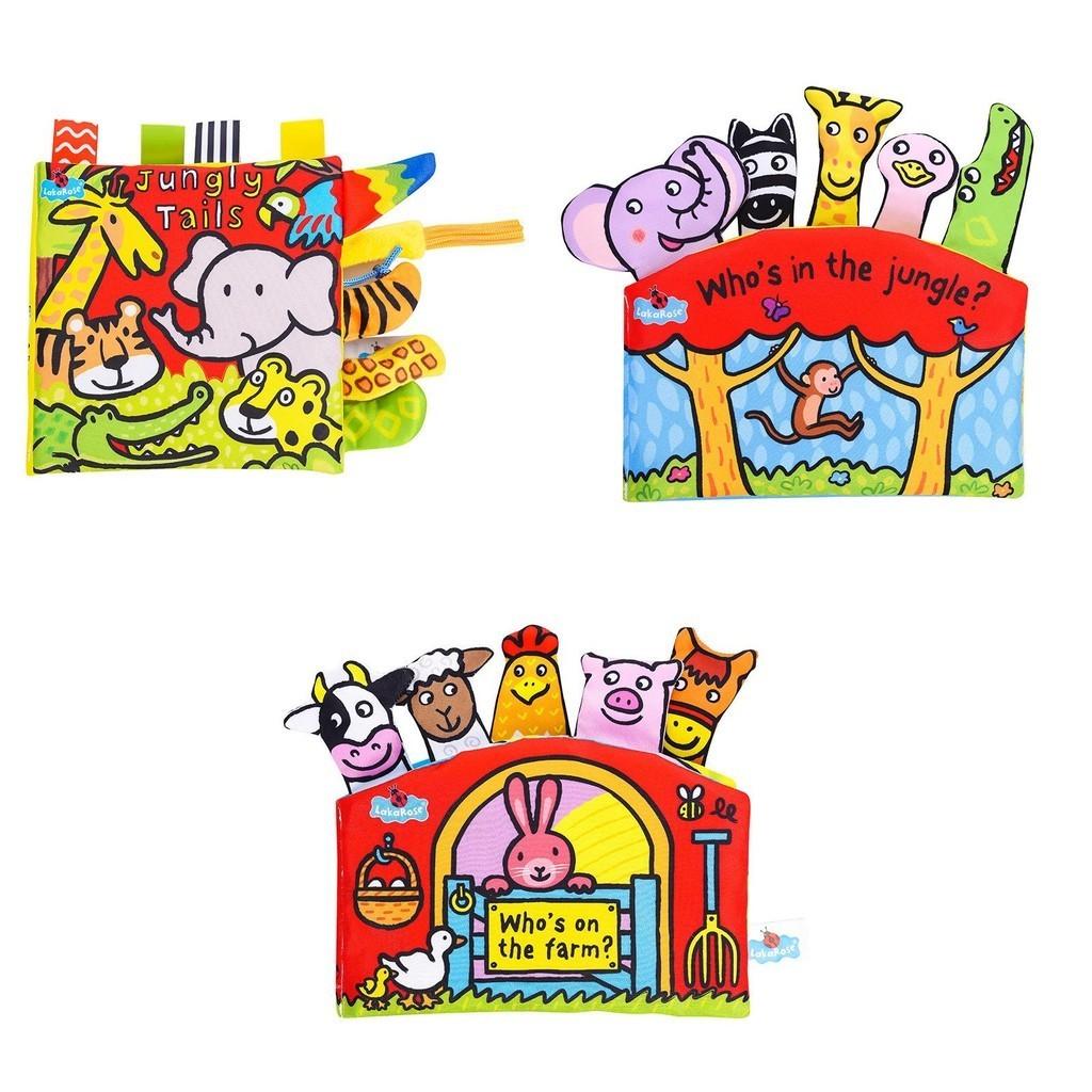 Lakarose Детская тканевая книжка с хвостиком 3D шуршащая бумага, устойчивая к разрыву, книга для раннего развития для новорожденных