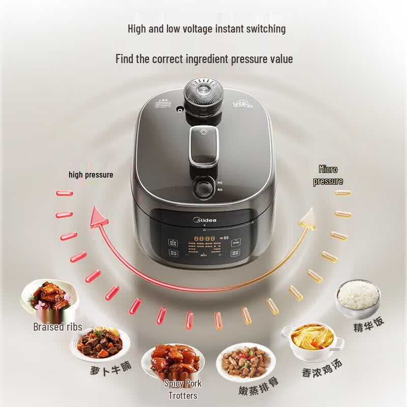 Midea 5L Smart Electric Pressure Cooker with Dual Inner Pots CN plug (adapter included)