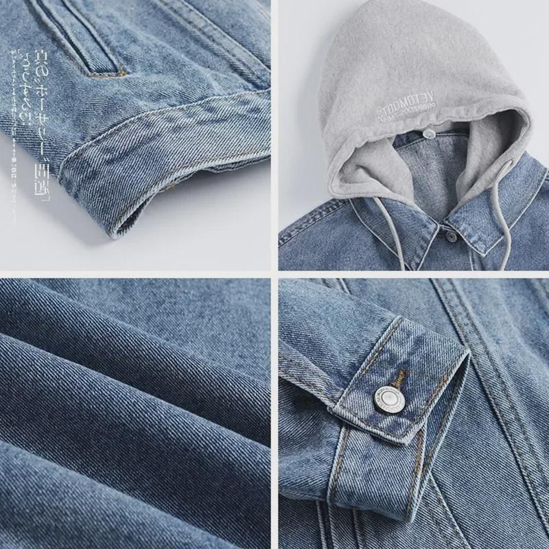 Мужская джинсовая куртка свободного кроя с капюшоном в корейском стиле: Модный, универсальный, красивый, с японским влиянием.