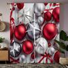 2pcs Set of Festive Christmas Curtains with Red Green Ornaments Digital Printed, Rod Pocket Design for Living Room Bedroom Decor