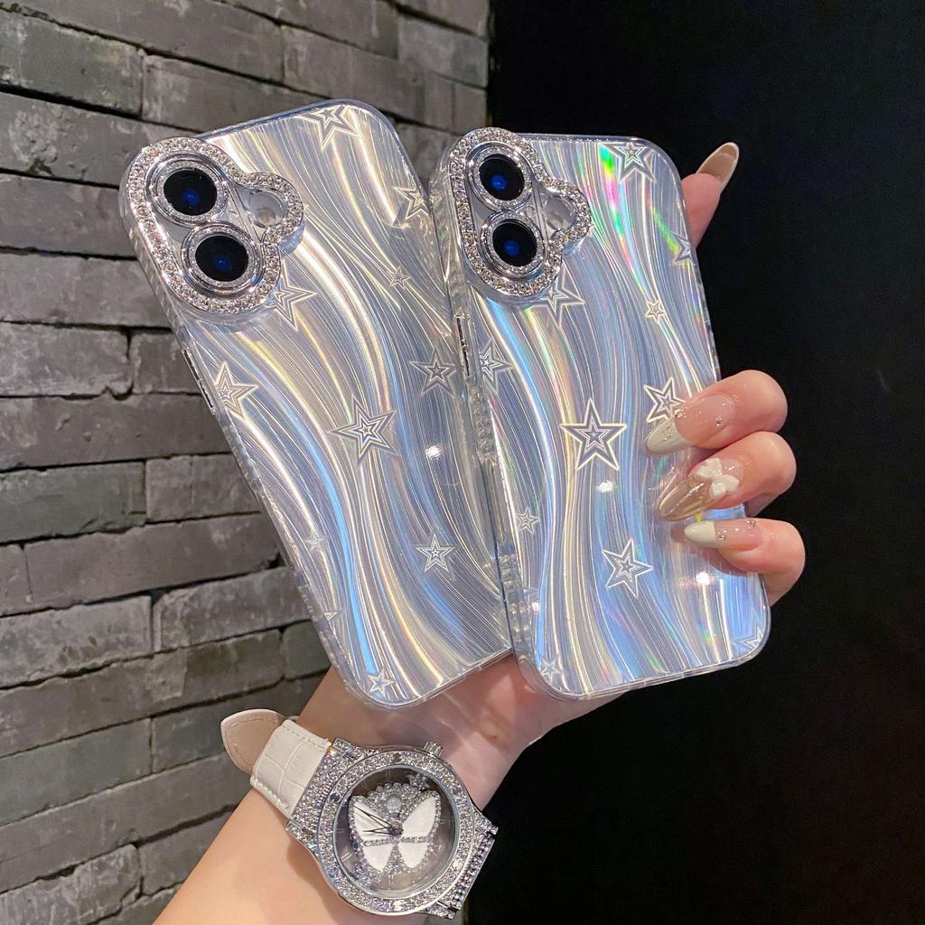 Applicable To Apple 16proMax Laser Love Phone Case IPhone 15 Butterfly Ripples 14 Advanced Sense Protection Case