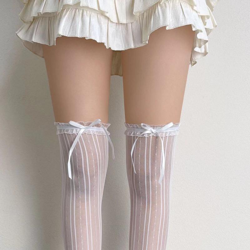 Эластичные Сексуальные Чулки Для Женщин Черный Принт Линии Чулки Выше Бедра Сексуальное Белье Телесные Сетчатые Колготки Чулочно-Носочные Изделия