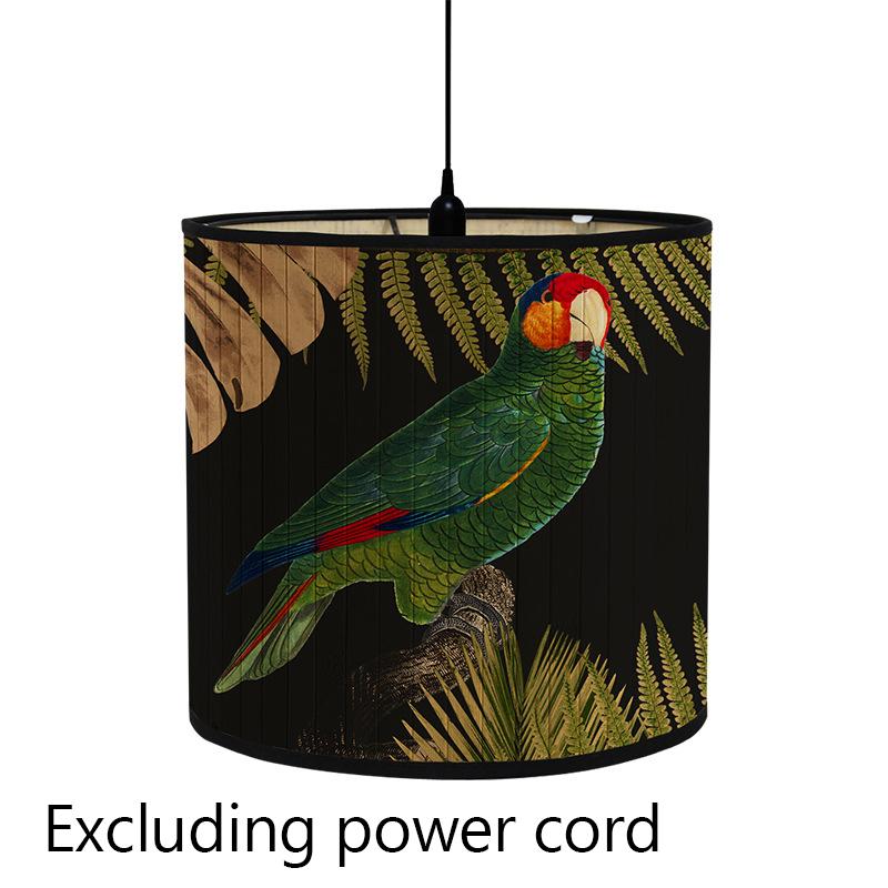 Абажур с цветочным принтом птицы, складной ретро бамбуковый абажур, абажуры ручной работы с зелеными растениями