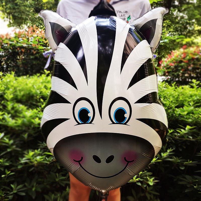 1pcs Hand Held Animal Head Balloon Lion Monkey Cow Giraffe Zebra Birthday Decoration Party Supplies