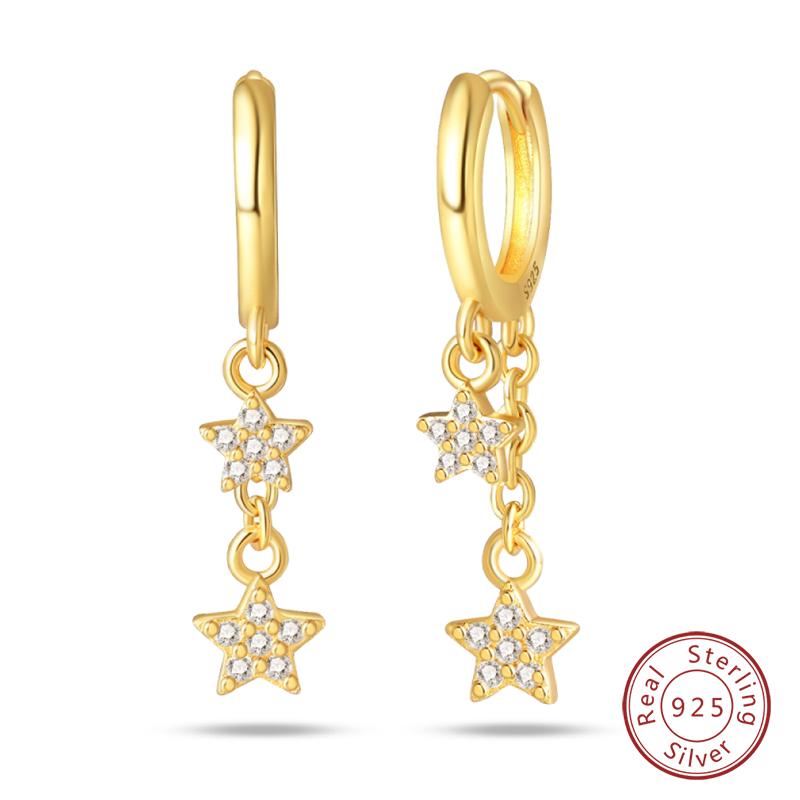 New in 925 Silver Color Gold Pearl Bee Irregularity Star Moon Earrings For Women Trending Fashion Jewelry Birthday Gifts