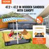 Wooden Sandbox with Canopy Sand Box Sand Pit Outdoor Backyard Ages 3-12