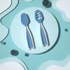 2Pcs Babies Food Training Spoons Set for 6+ Months Attractive Colors Portable Safe TPE Self Feeding Utensils for BLW Toddler Learning Tableware