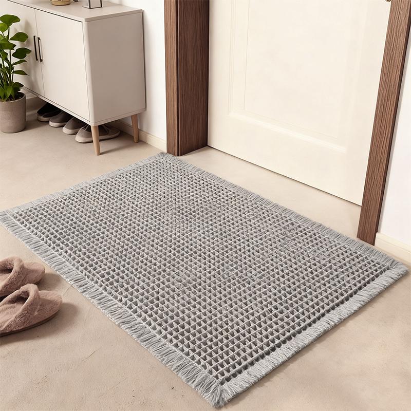Super Absorbent Microfiber Waffle Bath Mat Modern Non-Slip Bathroom Rug Ultra Soft Machine Washable Bathmat