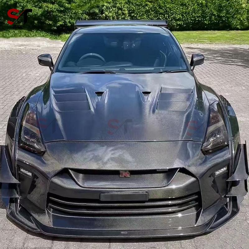 Compatible Carbon Fiber P Style Hood for Modified Nissan GTR R35 Front Cover