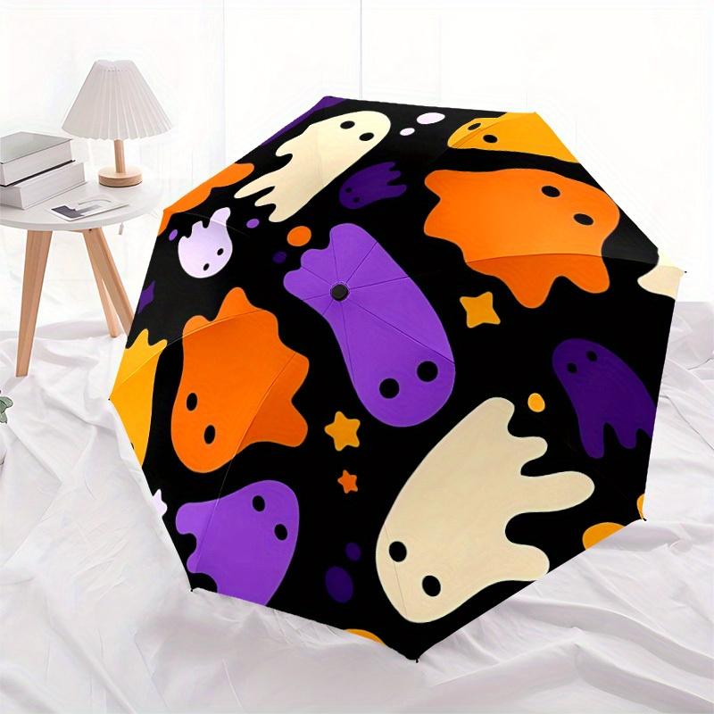 1pc Ghost Pattern Automatic Open, Sturdy Iron Frame, Compact Folding Design, All-Season Portable Umbrella for Women & Men yy250801108