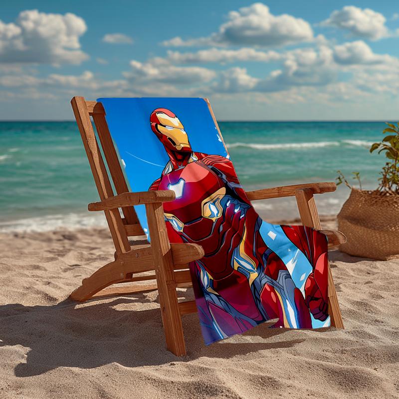 Ultra-Soft Beach Towel with Iron-Man Theme,Ideal for Pool - Camping, Diving - Perfect Travel Essential, Vibrant Beach Towel.