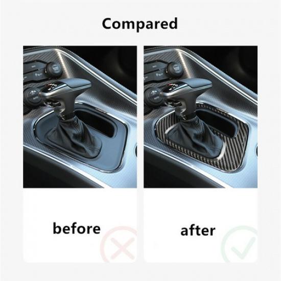 Real Carbon Fiber Gear Shift Frame Panel Cover For Dodge Challenger 2015-