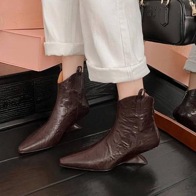 Модные женские ботильоны 2024 Весна Зима Осень Обувь из натуральной кожи для женщин Короткие ботинки Челси Массивный каблук Заостренный носок Повседневные