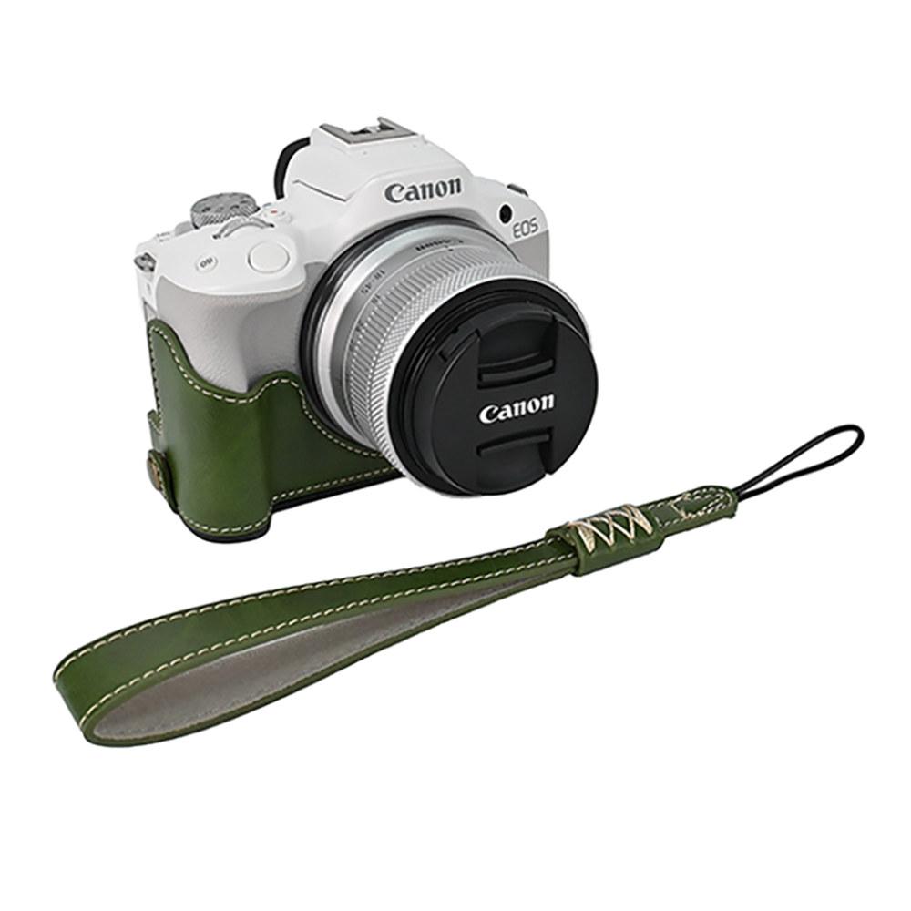 R100 Масло Кожа PU Кожа Чехол Половина Корпуса Камеры для Canon EOS R50 R100 Открытие Батареи Нижняя Крышка