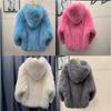 Winter New Imitation Car Strip Imitation Fox Hair Woven Coat Hooded Bat Imitation Fur Coat