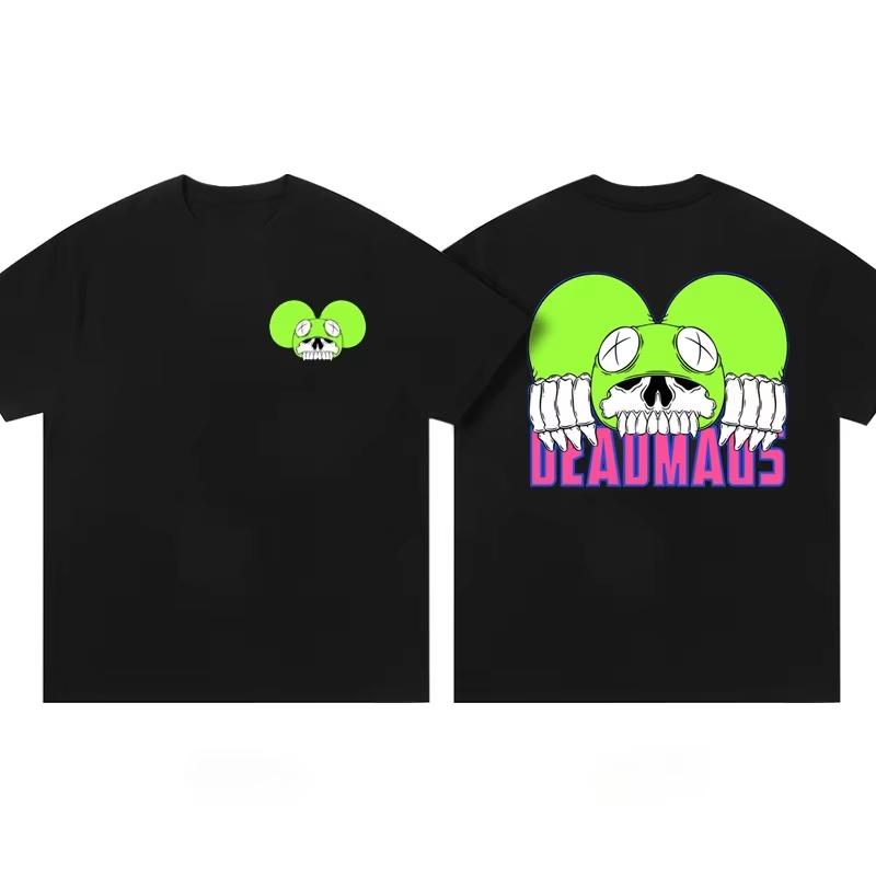 2025 Deadmau5 Электронная мышь Хлопковая футболка Унисекс Мужская Женская Летняя с коротким рукавом Модная брендовая футболка Роскошная Повседневная Y2k+ Топы