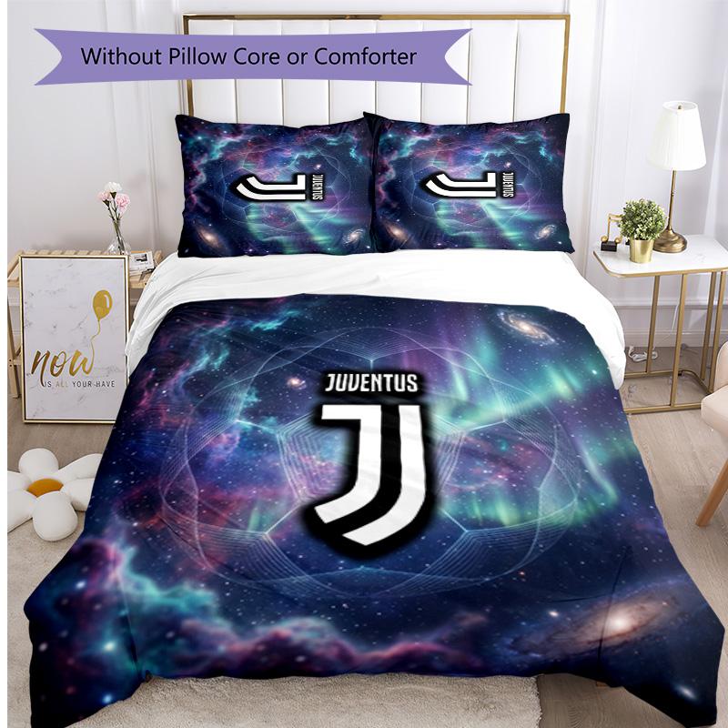 Juventus FC С принтом 3 шт. Комплект постельного белья Мягкий, приятный для кожи, стирающийся Пододеяльник и Наволочки Комплект Для всех сезонов Спальня