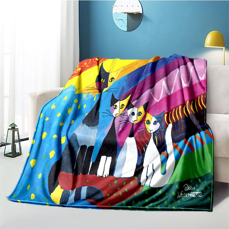 Cartoon Cat HD Printed Flannel Blanket Baby Girl Boy Office Camping Picnic Blankets for Children Sofa Blanket Soft Thin Blanket