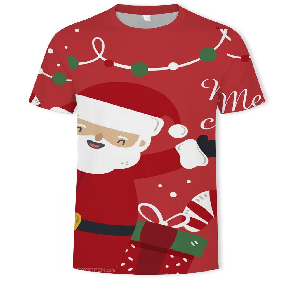 Рождественская мужская футболка с 3D цифровой печатью и короткими рукавами