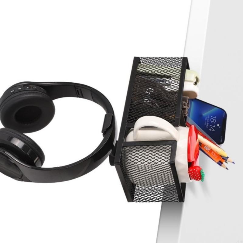 95AF Under Table Drink Tray Headphone Hanger for 0.8-5.6cm Thick Surfaces Desk