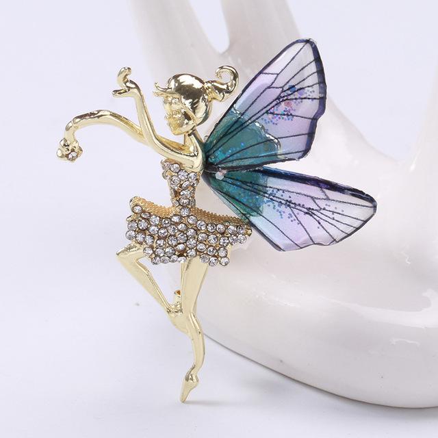 Модные хрустальные крылья брошь булавки для женщин горный хрусталь цветок фея лацкан булавка корсаж роскошные броши ювелирные изделия подарки