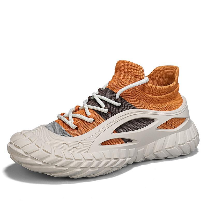 Весенняя новая мужская спортивная обувь, обувь из летящего трикотажа, обувь-носки, ленивая обувь на одной педали, универсальная повседневная обувь