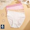 FINETOO 4Pcs/Set Sexy Women's Mid Waist Briefs Sexy Breathable Underwear High Stretchy Sports Panties Girls Comfortable Lingerie