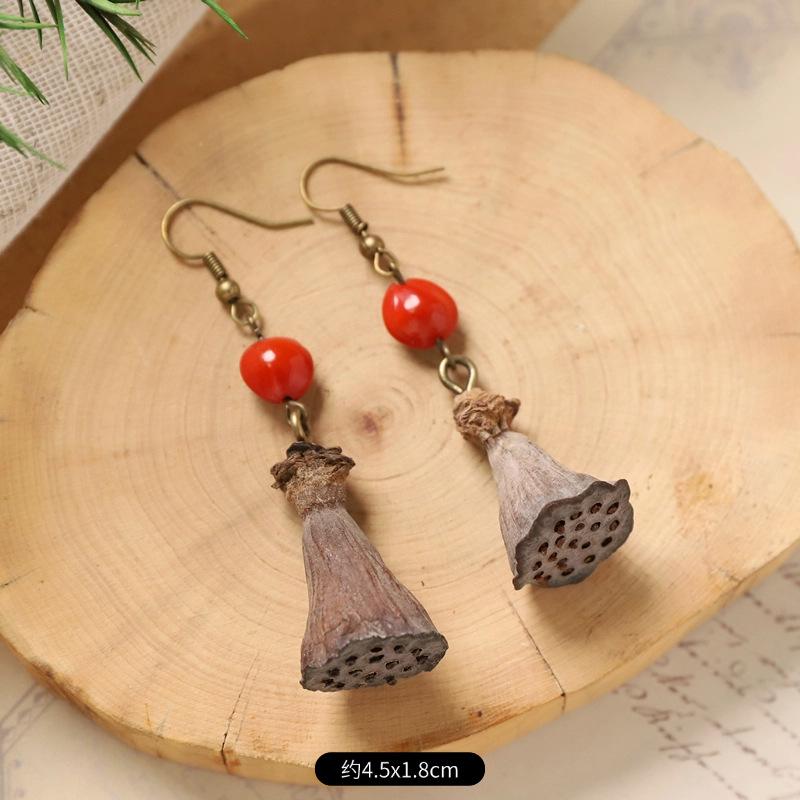 Оригинальные серьги Mori Plant Fruit, натуральные желуди, ручная работа, ретро-женские длинные серьги, этнический стиль, литературная и традиционная китайская медицина