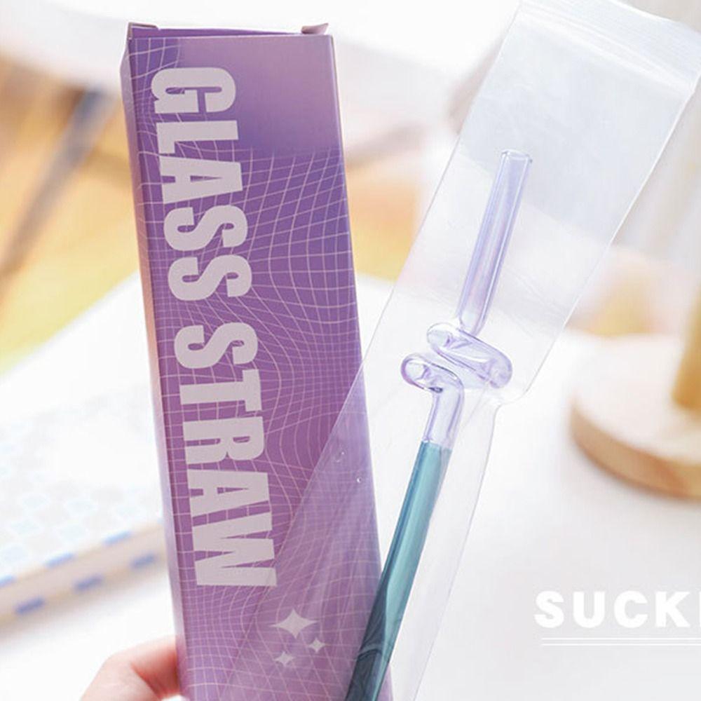 Reusable Washable Transparent Juice Milk Drinking Gift Box Set Drinking Tube Glass Straw