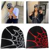 Knit Beanie Hat Y2K Beanie Spider Web Hat Y2k Skullies Beanie Baggy Slouchy Beanie Cap Skull Cap Spider Web Beanie Hat