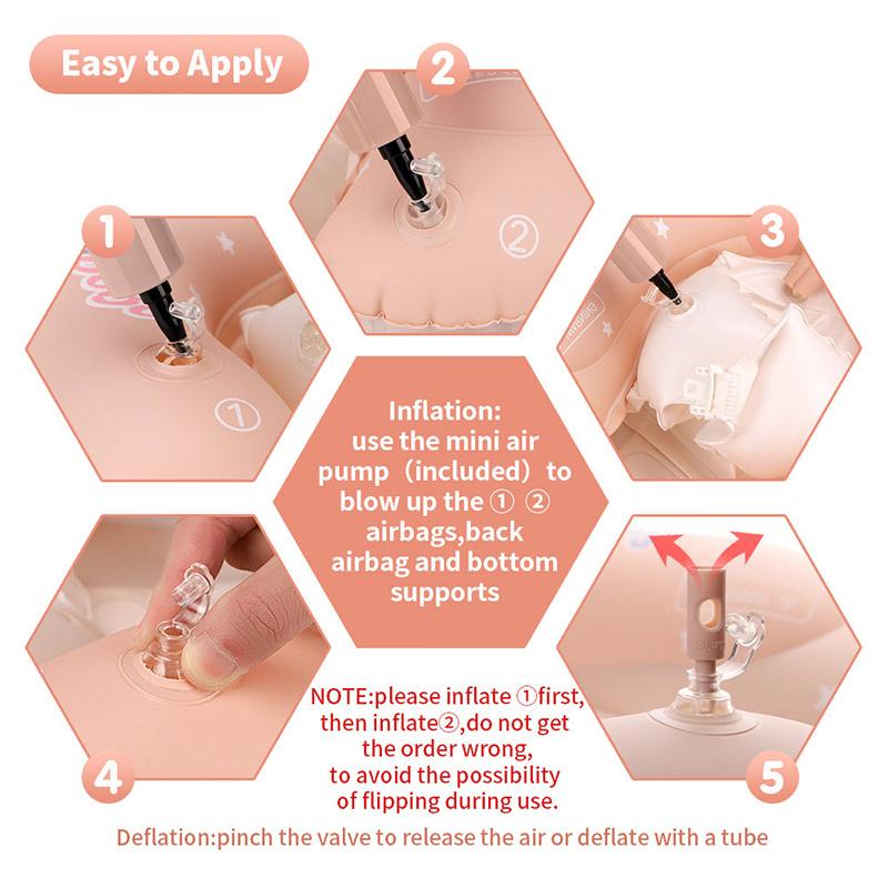 Baby Swimming Float with Canopy Splash Game Inflatable Pool Float Children Ring Toy Girls Basketball Game Bucket Pink Pony Ring