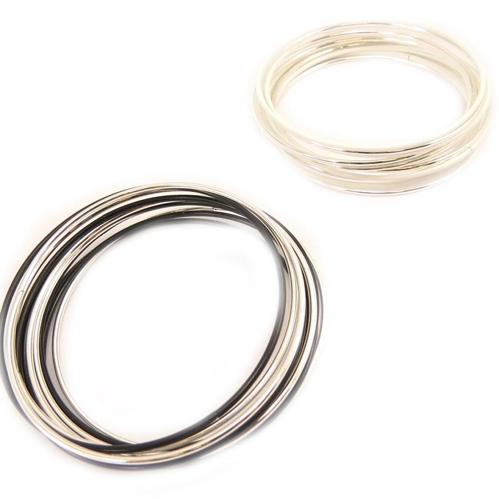 Les Trésors De Lily [L5250] - 2 Black and White 'Choreography' Bracelets