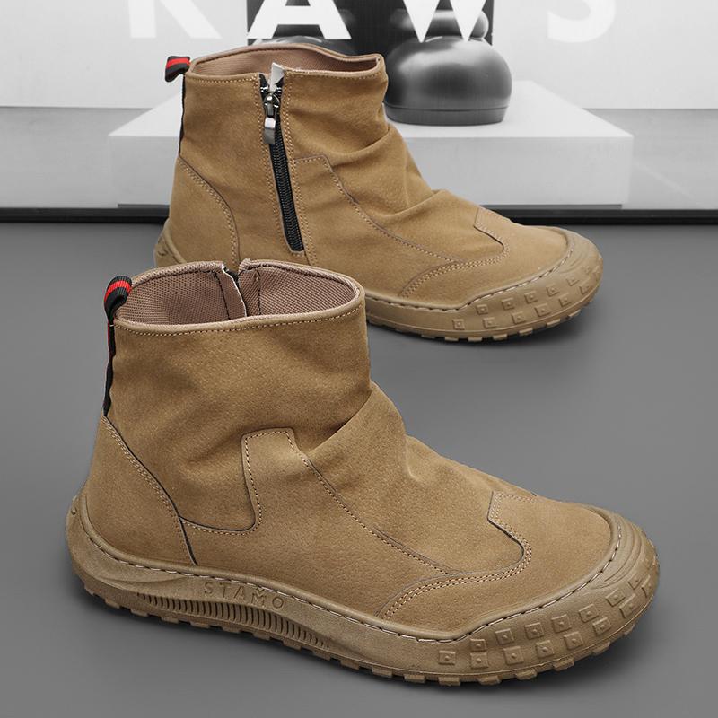 Классические мужские ботинки с высоким голенищем, ботильоны, нескользящая подошва, уличная рабочая обувь для весны и лета, ботинки челси, дизайнерская обувь