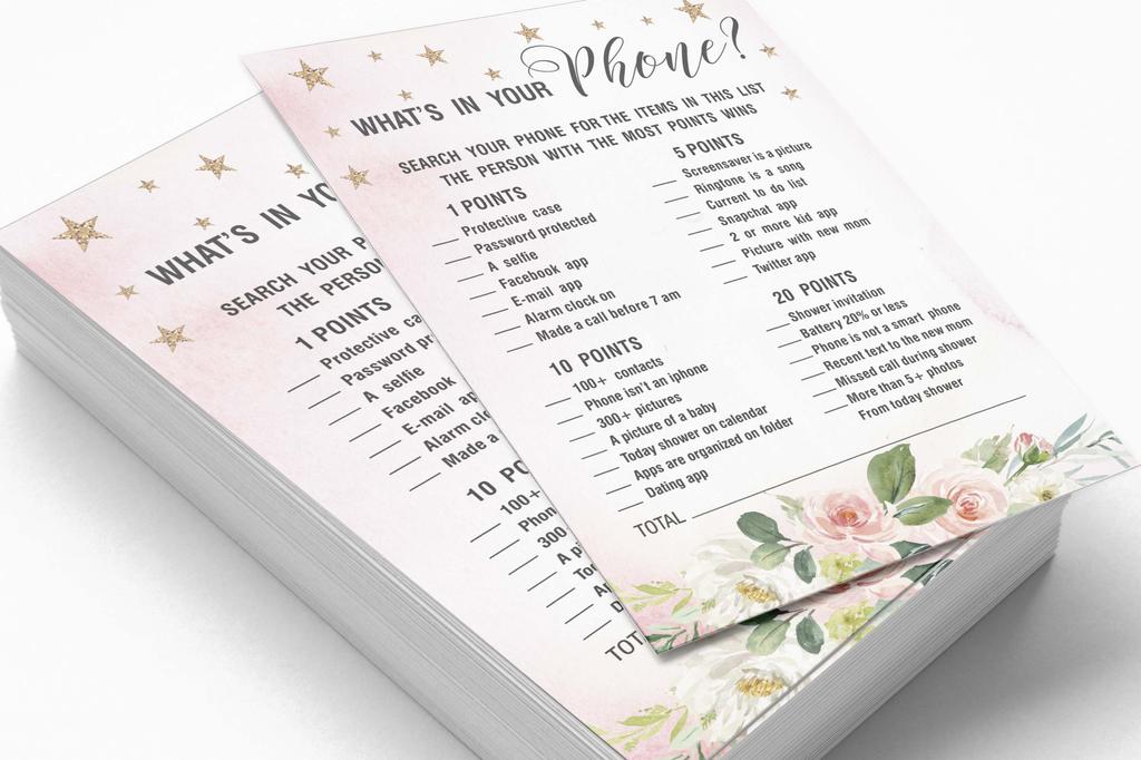 Inkdotpot Gender Reveal Floral Baby Shower Game Set Of 50 BabyA  AlphabetA  ABCA  Game Ita    s A Boy Ita    s A Girl Party