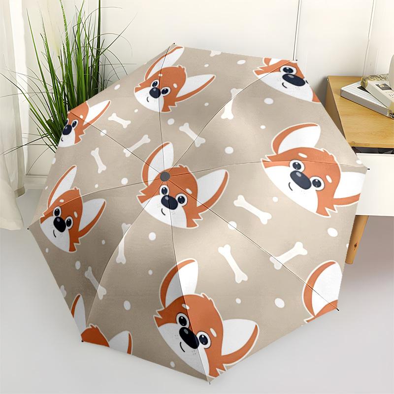 1pc Corgi pattern Automatic Folding Umbrella. Portable collapsible design, Best birthday festival gift yy250924137