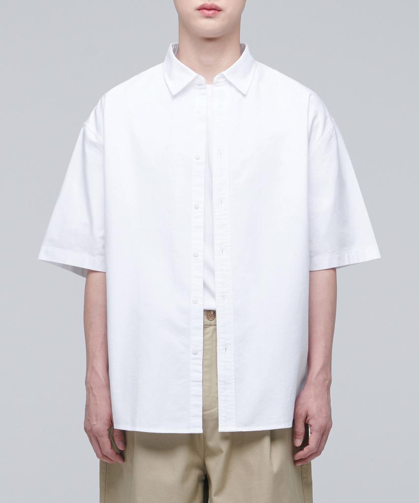 MUSINSA STANDARD Oversized Oxford Short Sleeve Shirt [White]