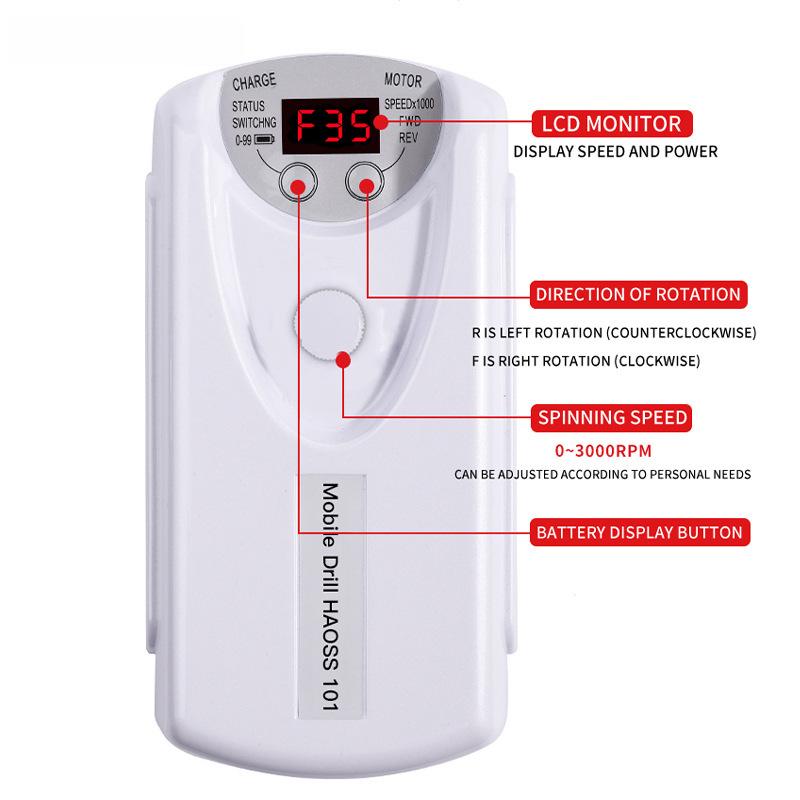Портативное устройство для снятия лака с ЖК-дисплеем, аккумулятором и устройством для удаления омертвевшей кожи