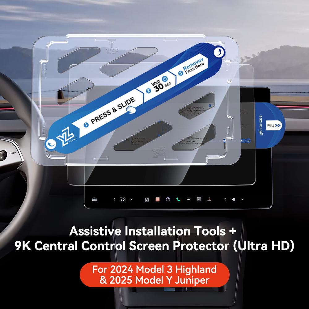 Защитная пленка из закаленного стекла YZ для Tesla Model Y Juniper Model 3 Highland 2025 2025 Защитная для экрана центральной консоли заднего ряда