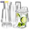 50/100PCS Disposable Clear Plastic Cup Iced Coffee Smoothie Milkshake Cold Drink for Parties Birthdays Weddings Camping Utensils
