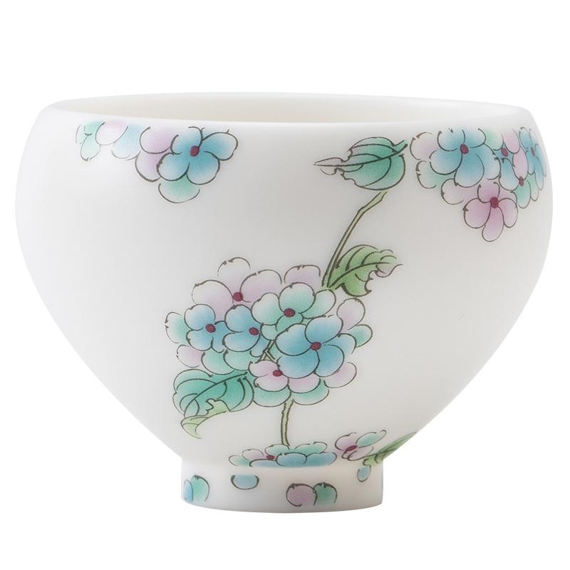 Vegetarian-fired suet jade white porcelain master cup tea cup tea tasting cup kung fu tea set ceramic single cup women's household single tea bowl
