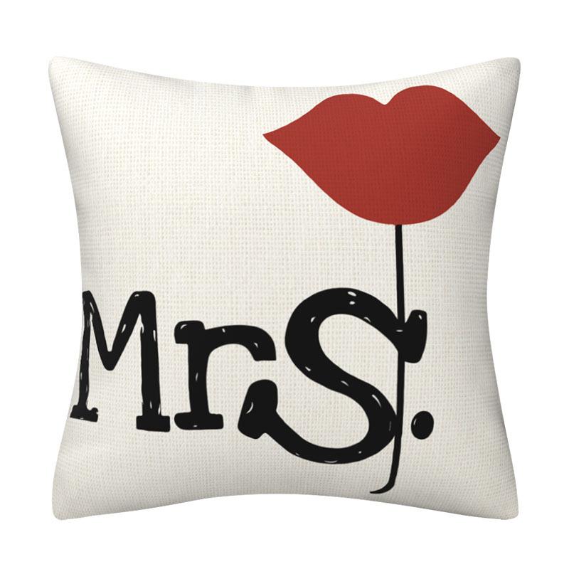 2025 Valentine'S Day Red Letter Printed Pillowcase Linen Love Print Valentine'S Day Home Decorative Pillowcase 45x45cm